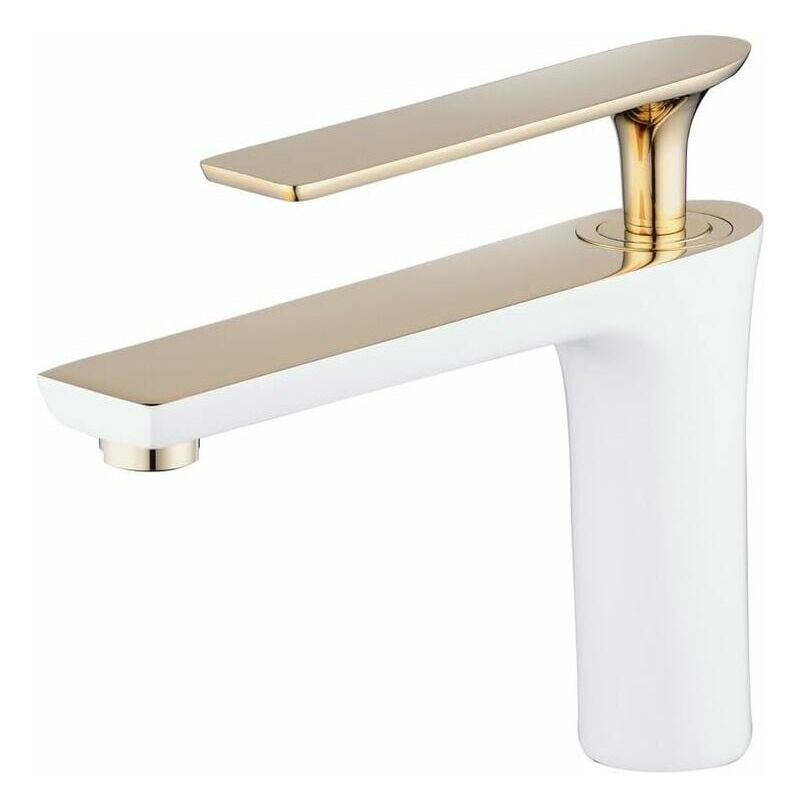 foto del prodotto ymyny miscelatore per lavabo rubinetto per lavabo da bagno rubinetto per lavabo con vernice bianca oro miscelatore per lavabo monoforo rubinetti