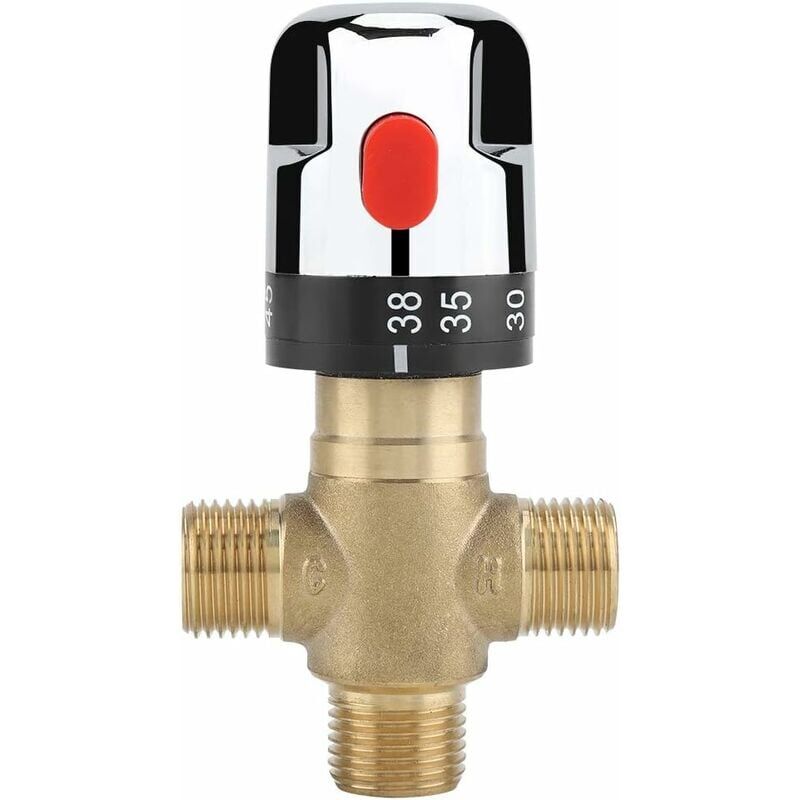 foto del prodotto ymyny miscelatore termostatico per acqua calda e fredda in ottone massiccio, a temperatura fissa, per lavello, cucina, bagno, wc, g1 2 35 45 , 15 mm