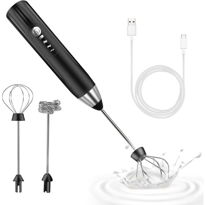 foto del prodotto ymyny montalatte elettrico montalatte elettrico ricaricabile tramite usb e mini frusta elettrica, mixer in acciaio inossidabile, per caff e latte