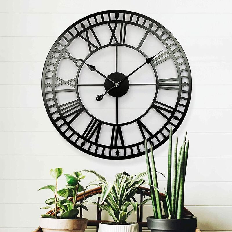 foto del prodotto ymyny orologio da giardino resistente alle intemperie crediri, numeri romani retr vintage, semplice fabbro, silenzioso, a batteria, orologio da