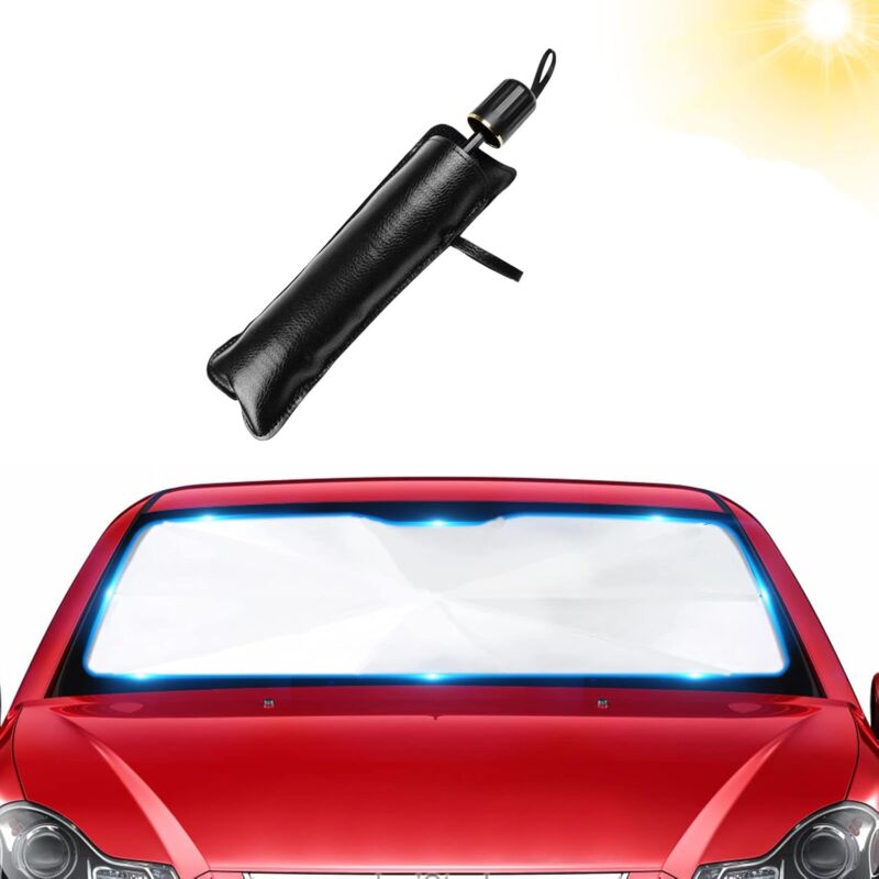 foto del prodotto ymyny parasole per auto parasole per auto, parasole per parabrezza, protezione uv, ombrello pieghevole, 79 x 145 cm