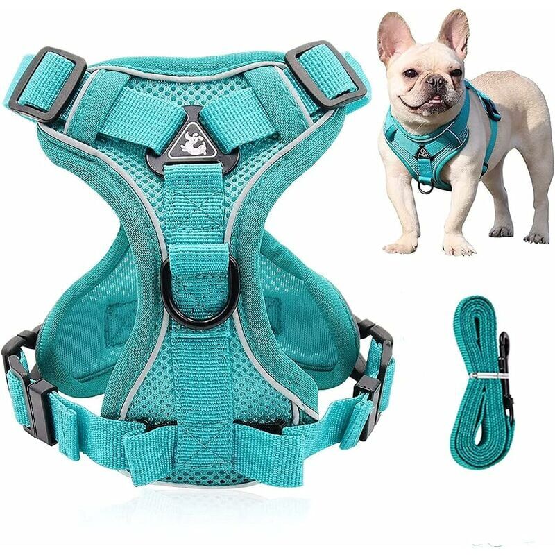 foto del prodotto ymyny pettorina riflettente per cani pettorina anti trazione per cani set di imbracatura e guinzaglio morbida e traspirante imbottita per cani di
