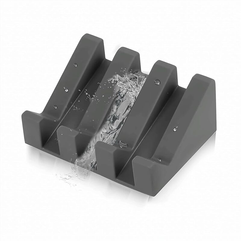 foto del prodotto ymyny portasapone moderno in silicone antiscivolo portasapone dal design elegante per bagno o cucina superficie inclinata con drenaggio