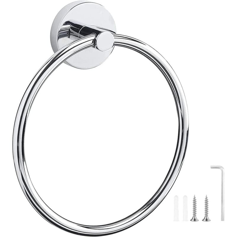 foto del prodotto ymyny portasciugamani anello portasciugamani cromato, anello portasciugamani da parete in acciaio inossidabile 304, portasciugamani rotondo per