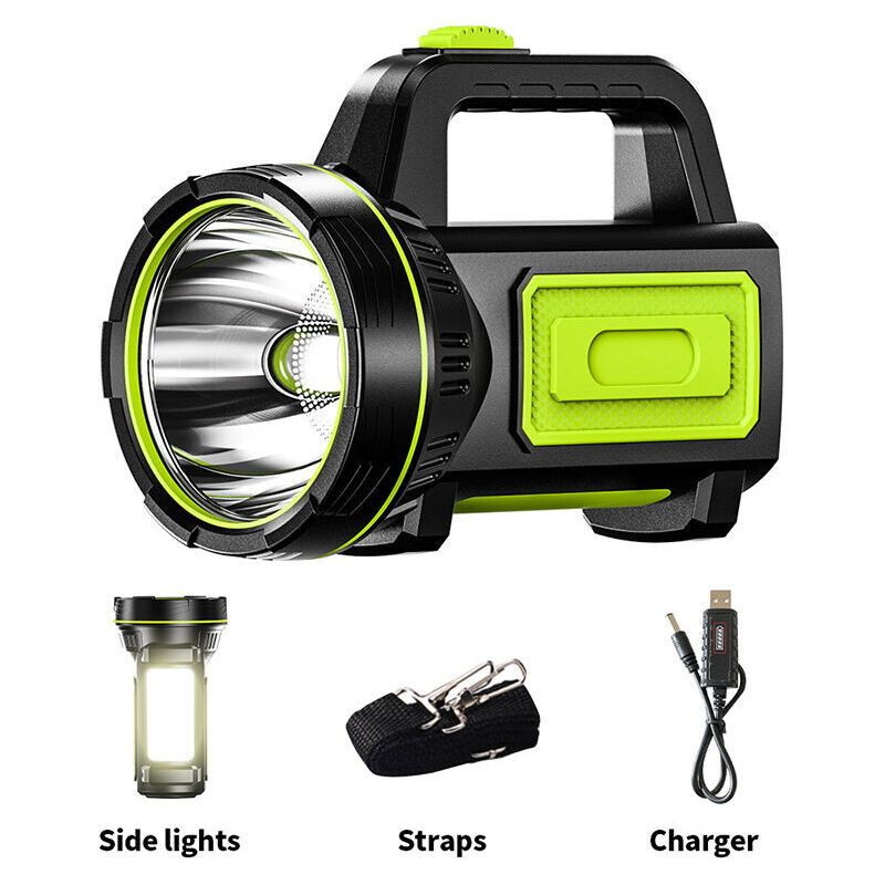 foto del prodotto ymyny potente torcia led ricaricabile tramite usb mah con luce laterale, torcia impermeabile per escursioni di emergenza, campeggio, caccia con