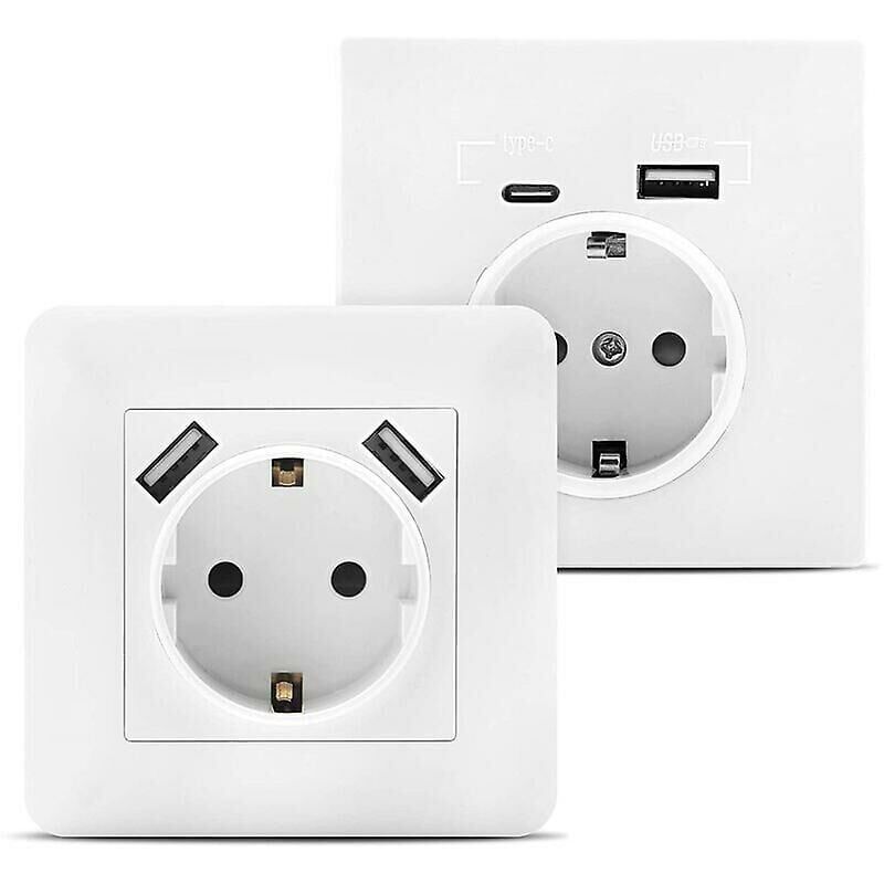foto del prodotto ymyny presa a muro con 2 porte usb da incasso 2,8 a, presa a muro usb con usb a e usb c compatibile con scatola da incasso standard, caricabatterie