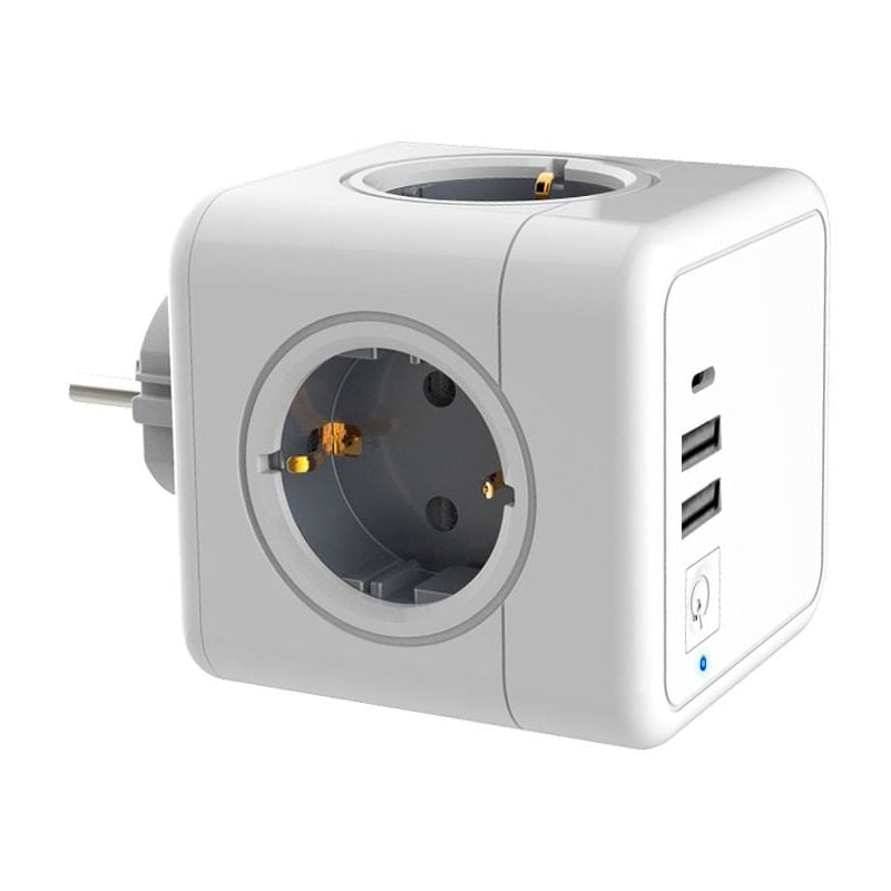 foto del prodotto ymyny prese usb multiple, multipresa a cubo da parete a 4 prese con 2 alimentatori usb, 1 alimentatore di tipo c, multipresa usb 7 in 1 con