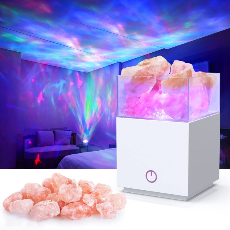 foto del prodotto ymyny proiettore lampada di sale dell himalaya 2 in 1, 7 modalit dimmerabili, con telecomando e timer