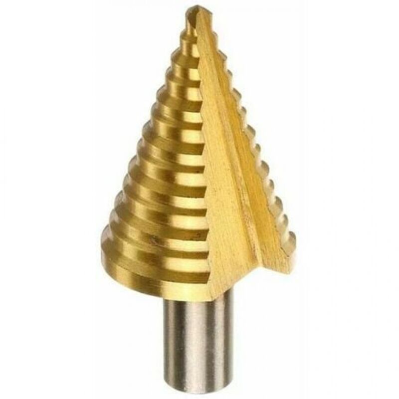 foto del prodotto ymyny punta conica per trapano in metallo punta a gradini da 5 mm a 35 mm, cono triangolare in titanio con rivestimento in titanio, per foratura