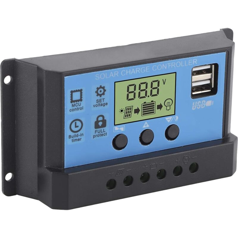 foto del prodotto ymyny regolatore di carica solare, doppia porta usb regolatore batteria pannello solare intelligente, display lcd regolabile multifunzione