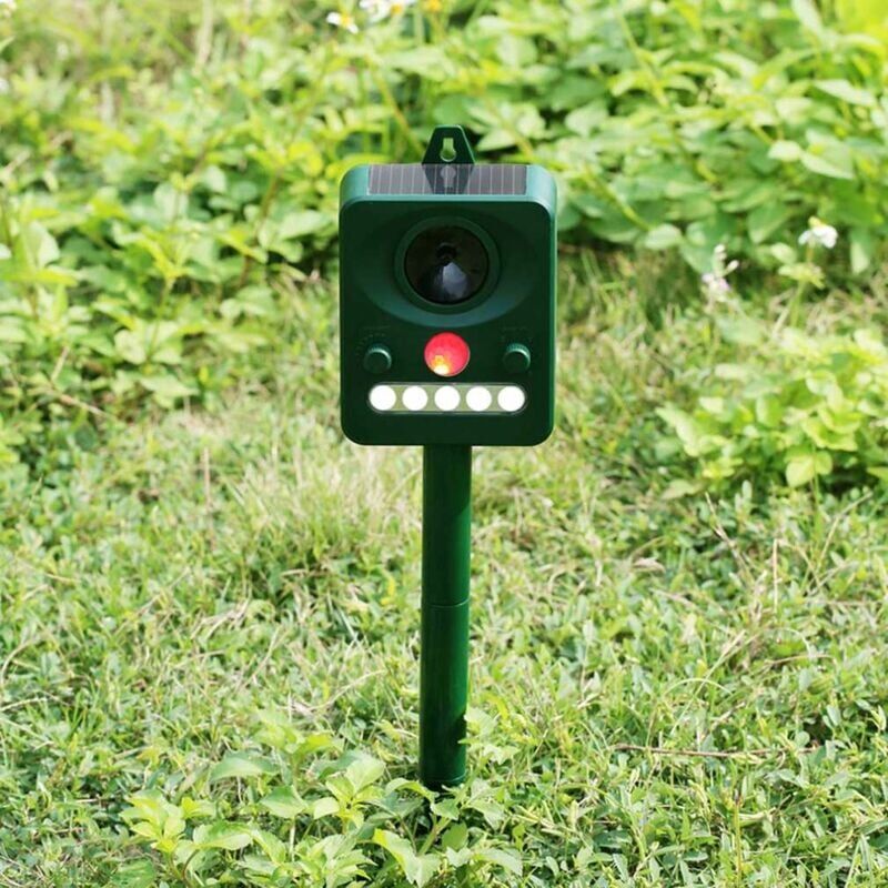 foto del prodotto ymyny repellente per animali a luce infrarossa impermeabile, repellente per uccelli ad ultrasuoni