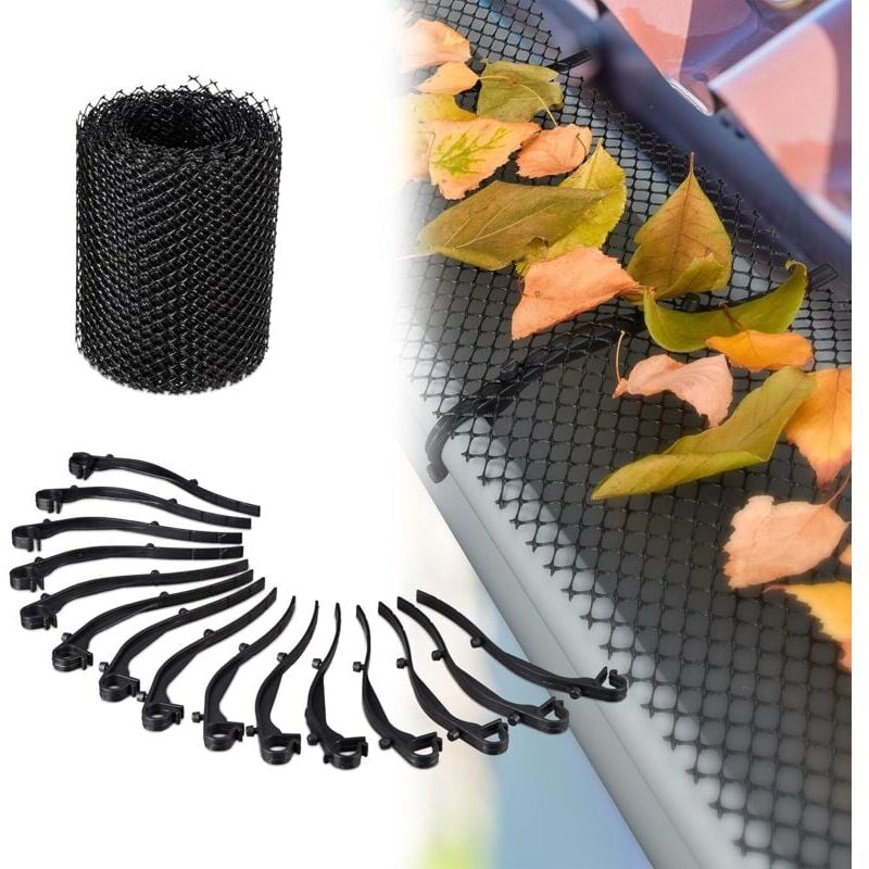 foto del prodotto ymyny rete per grondaia lunga 6 m, in plastica, protezione dalle foglie, larga 16 cm, pratica, 1 pezzo