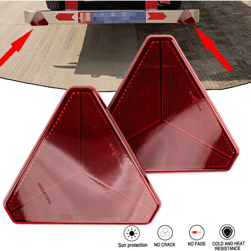 foto del prodotto ymyny riflettore triangolare per rimorchio crediri in 2 pezzi, 15 x 15 x 15 cm, distanza tra i fori 70 mm, riflettore da avvitare o incollare,