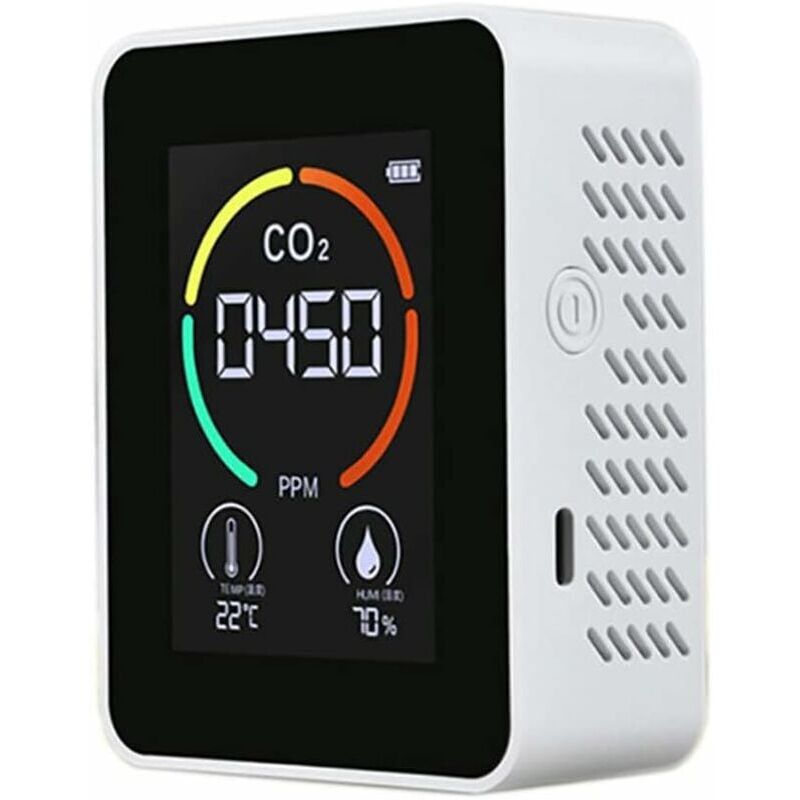 foto del prodotto ymyny rilevatore di anidride carbonica co2 per qualit dell aria, temperatura e umidit , misurazione rapida di co2, bianco