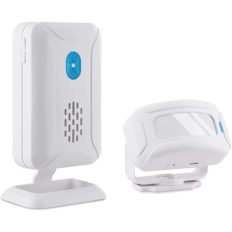 foto del prodotto ymyny rilevatore di passaggio a infrarossi wireless con 32 melodie diverse, bianco, 1 trasmettitore e 1 ricevitore