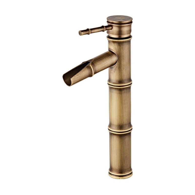 foto del prodotto ymyny rubinetto alto in bamb miscelatore per lavabo a cascata, rubinetto monoforo per acqua calda e fredda, rubinetto per bagno in bronzo, bocca