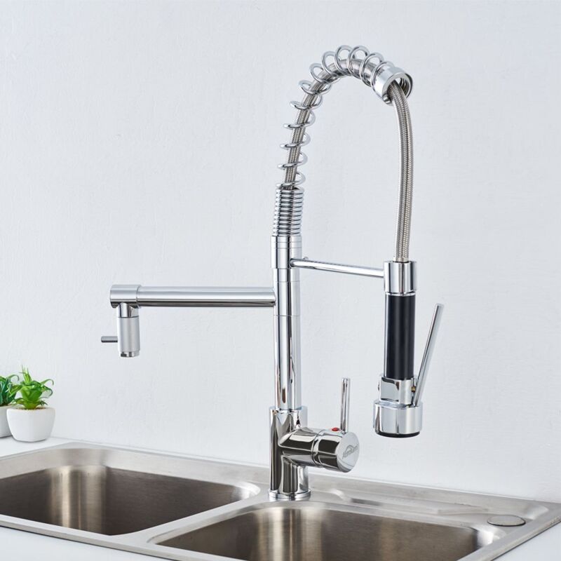 foto del prodotto ymyny rubinetto da cucina ad alta pressione crediri auralum 360 gard, rubinetto a molla a spirale girevole con spruzzatore estraibile