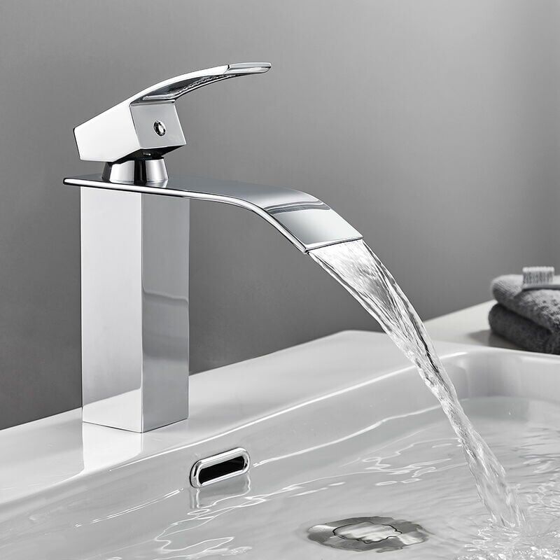 foto del prodotto ymyny rubinetto per bagno rubinetto a cascata monoforo, miscelatore per lavabo con maniglia singola, miscelatore per acqua calda e fredda in rame