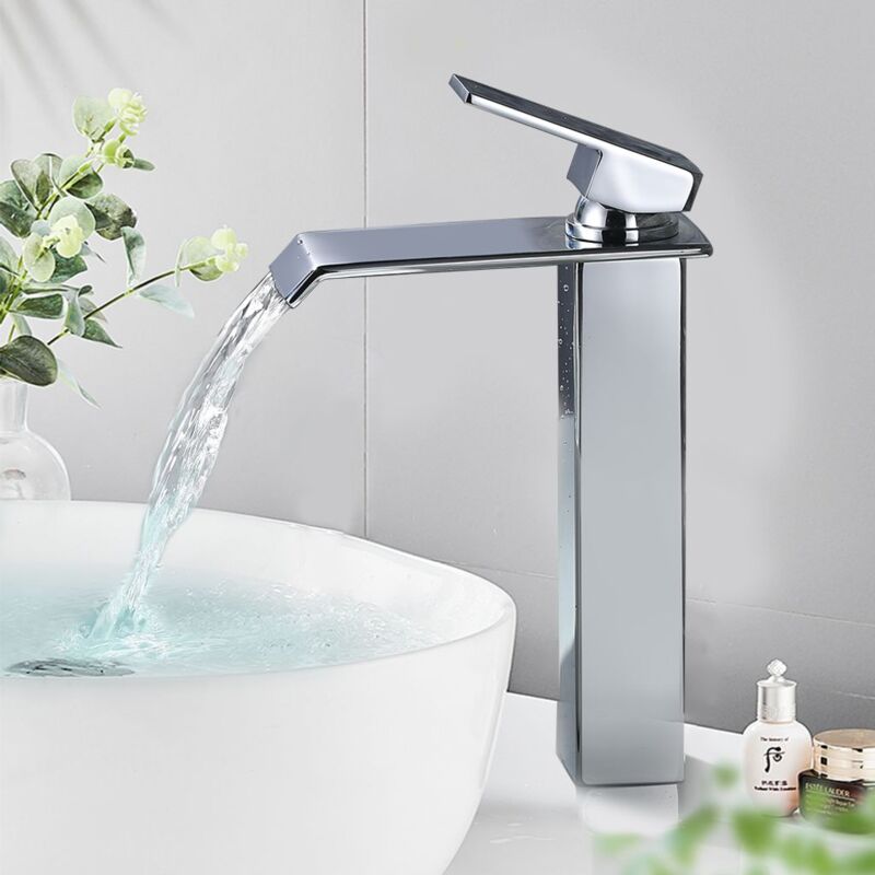 foto del prodotto ymyny rubinetto per il bagno crediri, rubinetto a cascata, rubinetto per lavabo alto, rubinetto per lavabo in ottone, miscelatore per bagno con