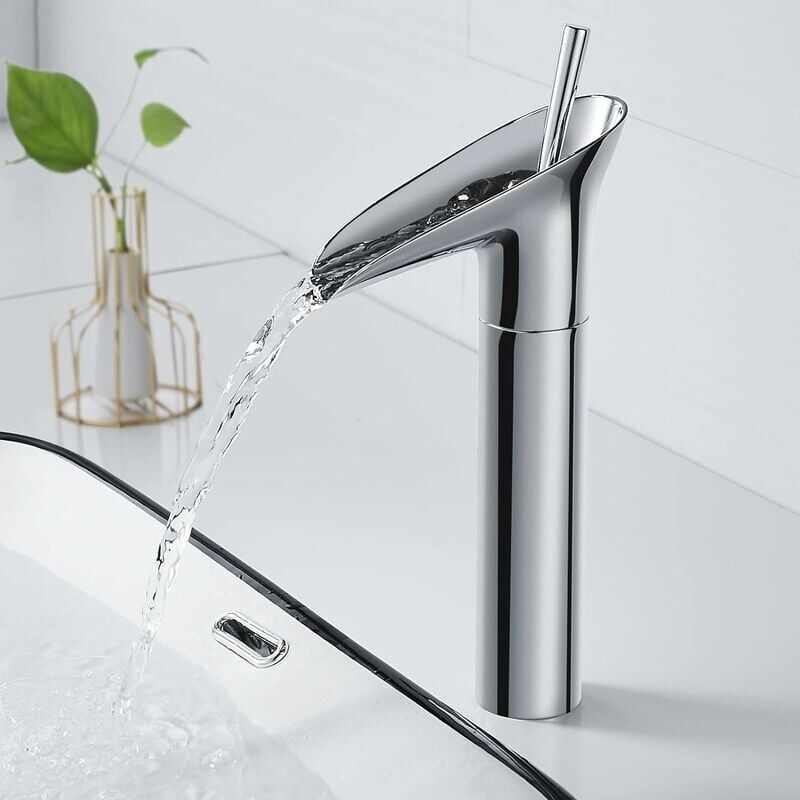 foto del prodotto ymyny rubinetto per il bagno crediri, rubinetto per il bagno a cascata, rubinetto per lavabo con maniglia singola, cromato, miscelatore per bagno