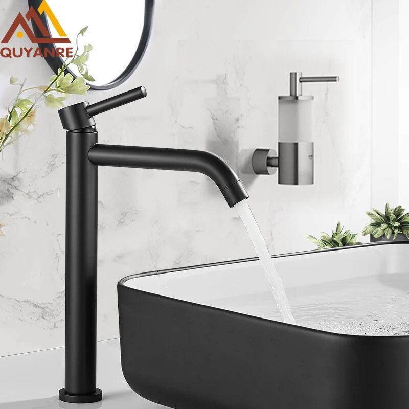 foto del prodotto ymyny rubinetto per lavabo cromato nero crediri, rubinetto per bagno alto e sottile, rubinetto singolo per acqua fredda, rubinetto per bagno crane
