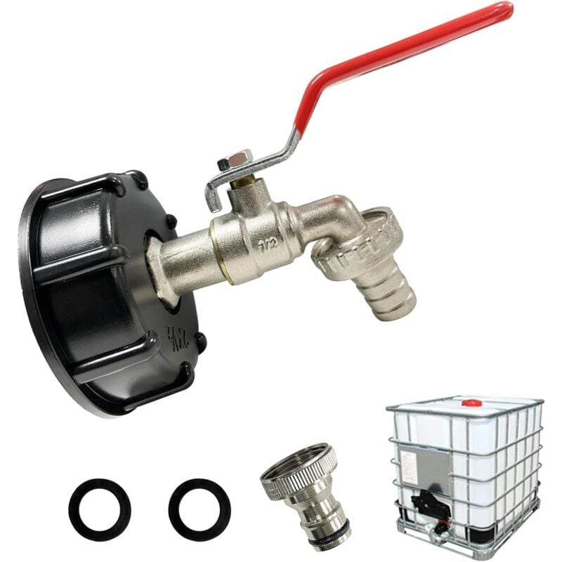 foto del prodotto ymyny rubinetto per serbatoio crediri 1000l, rubinetto per serbatoio di acqua piovana ibc, adattatore per serbatoio, rubinetto, adattatore per
