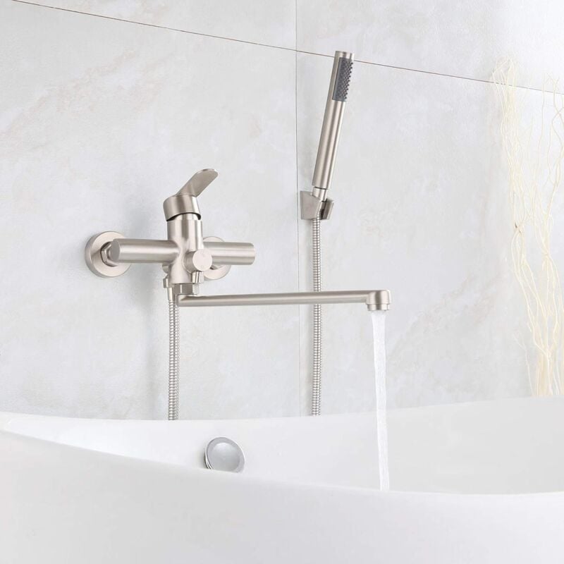 foto del prodotto ymyny rubinetto per vasca da bagno crediri, rubinetto per vasca da bagno con doccetta, maniglia singola rotonda montata a parete, doccetta in