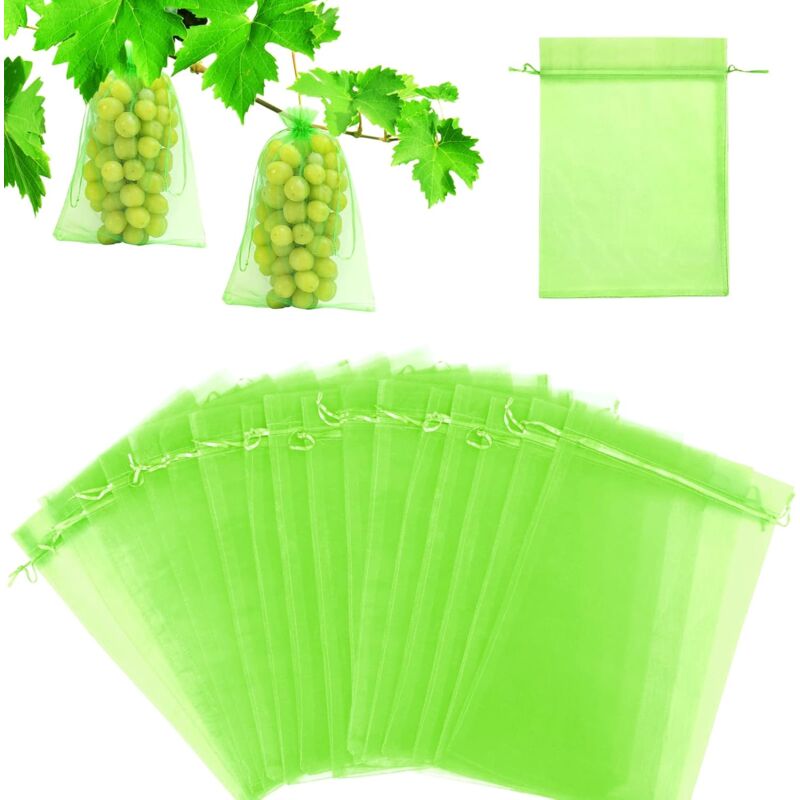foto del prodotto ymyny sacchetti di protezione per la frutta 60 pezzi, 20 x 30 cm, sacchetti di protezione per l uva, sacchetti di organza da giardino con coulisse