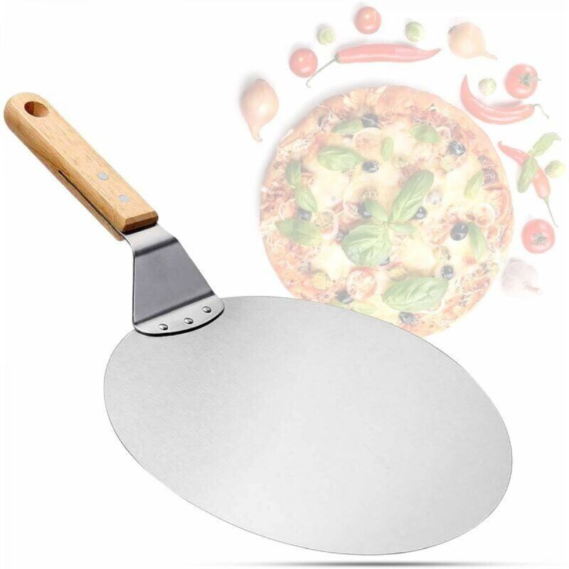foto del prodotto ymyny saldi pala per pizza in acciaio inox con manico in legno, spingi pizza per pietra per pizza, spingi pane, pala per dolci, pala per pizza 10