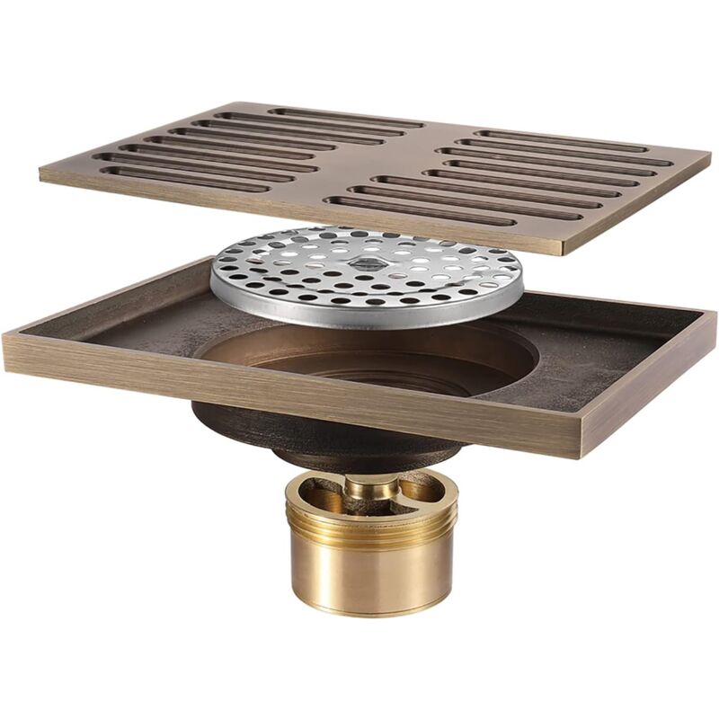 foto del prodotto ymyny scarico doccia 140x90mm scarico a pavimento, canale doccia in ottone antiodore scarico a pavimento per bagno