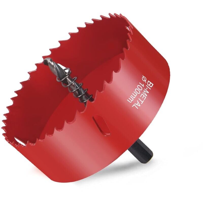 foto del prodotto ymyny sega a tazza bimetallica sega a tazza per legno 100 mm, sega a tazza con adattatore esagonale e punta centrale, per forare plastica, pvc,
