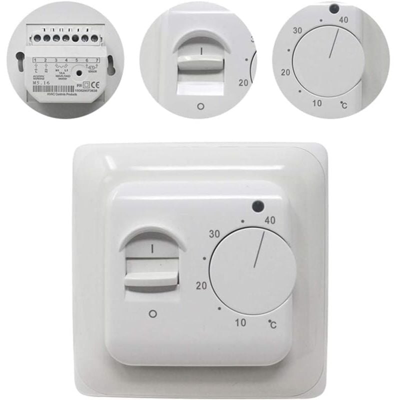 foto del prodotto ymyny sensore di riscaldamento a pavimento elettrico ac 220v 16a, regolatore termostato meccanico per riscaldamento a pavimento, termostato