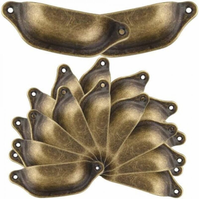 foto del prodotto ymyny set di 20 pomelli per mobili a forma di conchiglia in bronzo vintage maniglie in ferro, con viti