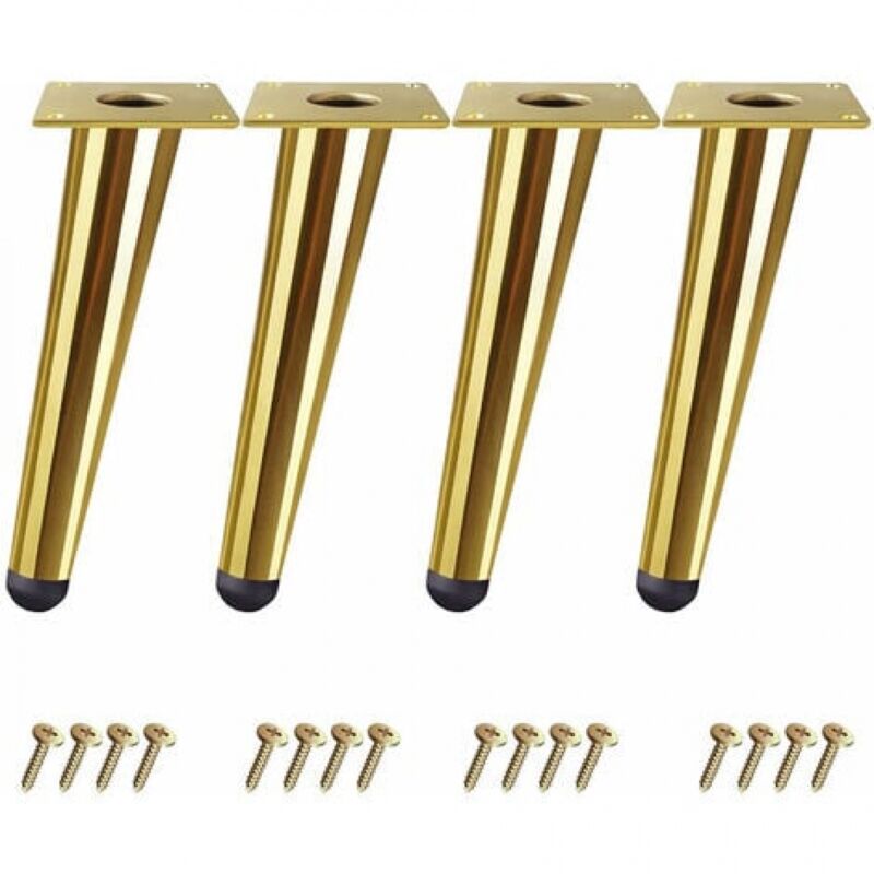 foto del prodotto ymyny set di 4 gambe per tavolo cono obliquo da 20 cm gambe per mobili per letti, armadi, sedie oro, con viti