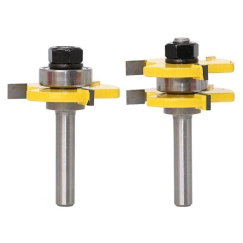 foto del prodotto ymyny set di punte per fresatrice a maschio e femmina, 3 scanalature, gambo da 8 mm, fresa a t per legno, utensili per la lavorazione del legno