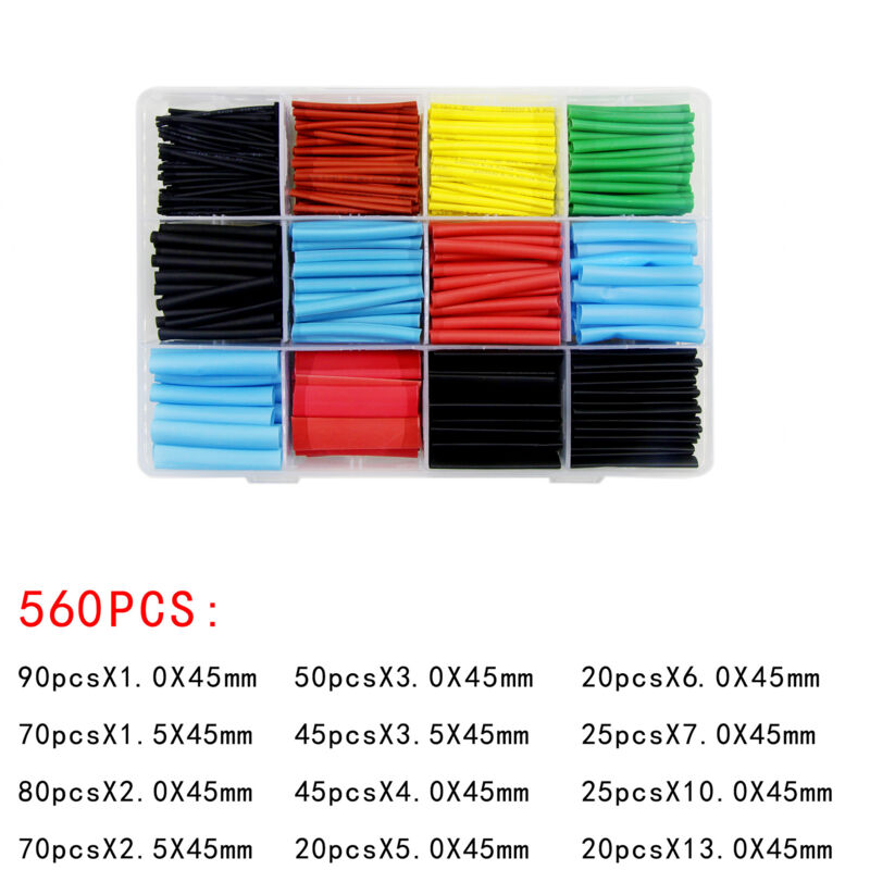 foto del prodotto ymyny set di tubi termorestringenti crediri, isolamento elettrico, guaina termorestringente per cavi, rapporto di restringimento 2 1, 5 colori, 12
