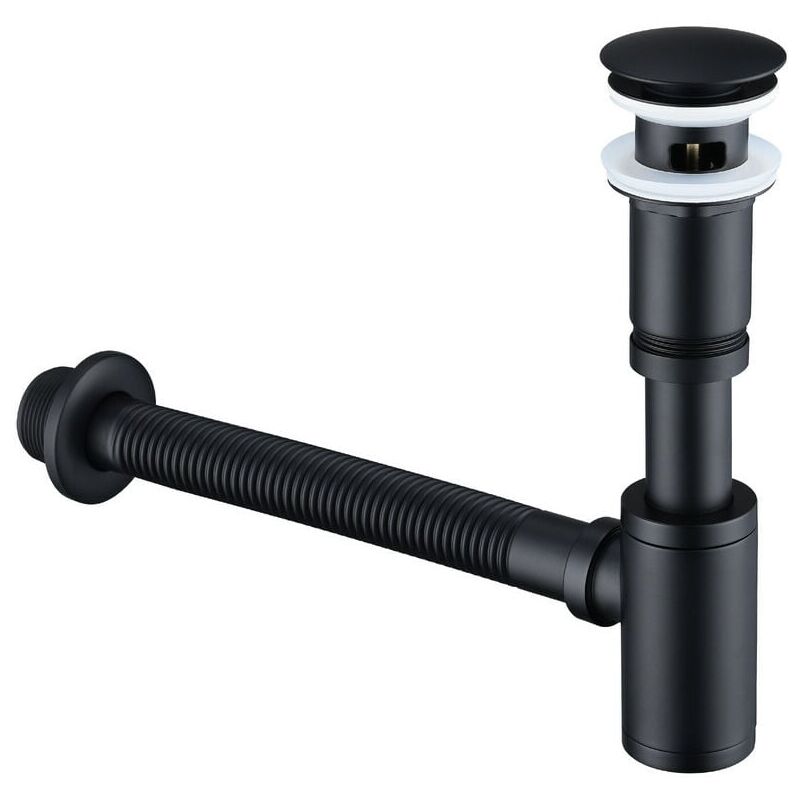 foto del prodotto ymyny sifone per lavabo con tappo sifone universale per bagno e tappo di scarico completo per lavabo nero opaco 1 4 x 30 mm sifone a scomparsa,