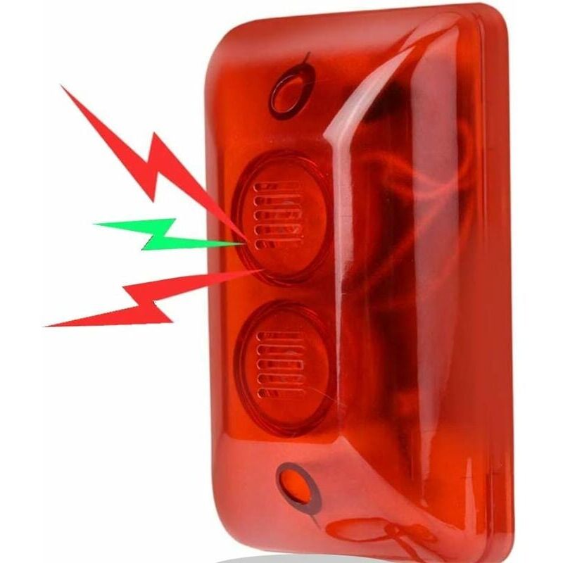 foto del prodotto ymyny sirena di allarme stroboscopica cablata da 12 v, suono, luce lampeggiante, sistema di allarme di sicurezza da 115 db.