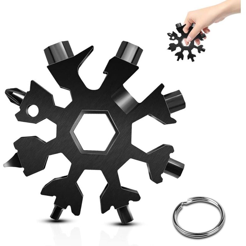 foto del prodotto ymyny snowflake tool 18 in 1 multi utensile in acciaio inossidabile, per viaggi quotidiani, campeggio, avventure, mini strumenti multifunzione