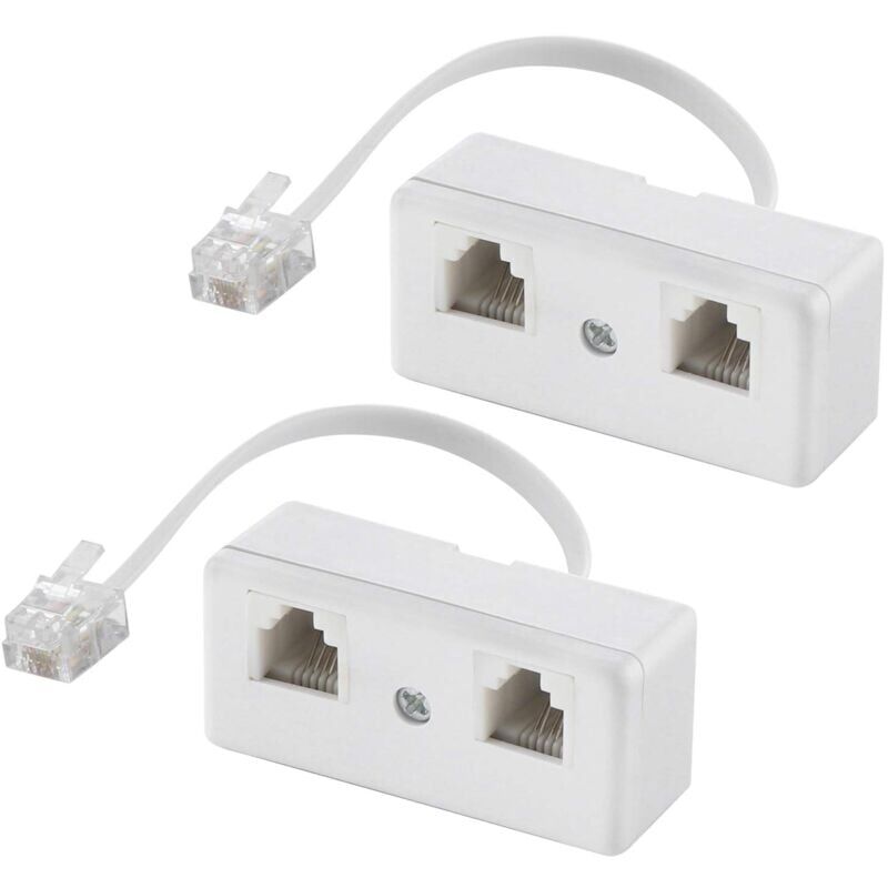 foto del prodotto ymyny splitter telefonico bidirezionale adattatore da parete per telefono rj11 6p4c e splitter, convertitore da maschio a 2 femmine per linea fissa