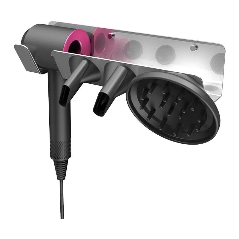 foto del prodotto ymyny supporto da parete per asciugacapelli dyson supersonic e 2 ugelli, organizer per wc da bagno senza foratura, supporto da parete speciale