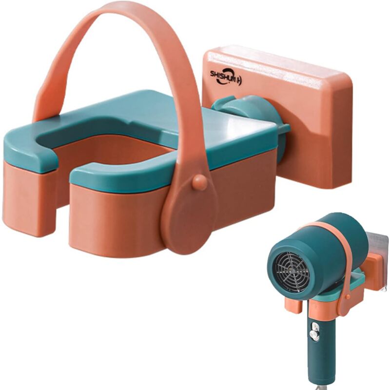 foto del prodotto ymyny supporto per asciugacapelli supporto per asciugacapelli a parete, staffa girevole a 180 gradi, portautensili da bagno, con cinghia di