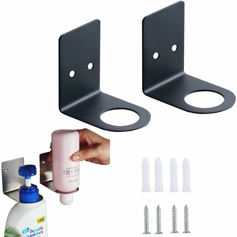 foto del prodotto ymyny supporto per pompa manuale a parete, 2 pezzi dispenser di sapone supporto per barattolo di shampoo a parete mensola portaoggetti per lozione