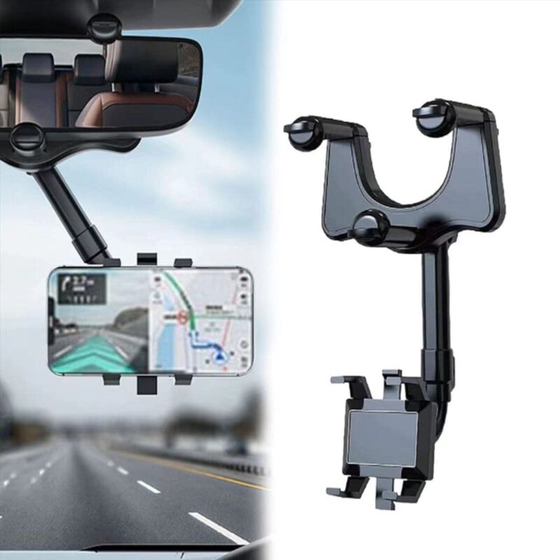 foto del prodotto ymyny supporto per telefono con specchietto retrovisore per auto, rotazione a 360 , universale, display di direzione regolabile