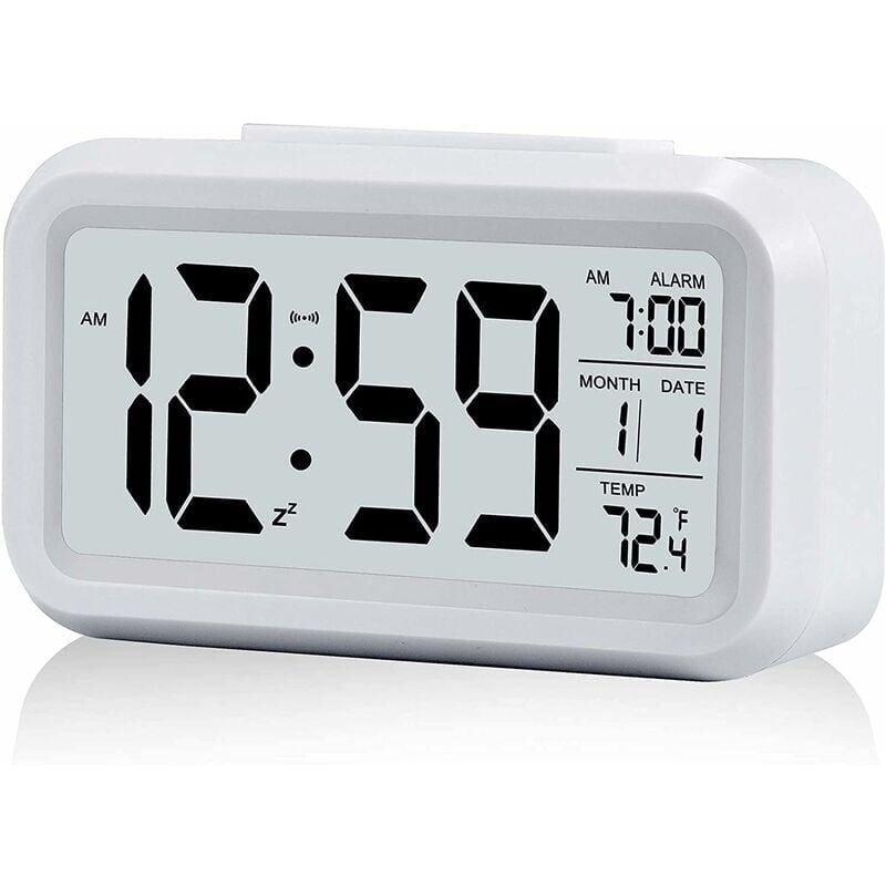 foto del prodotto ymyny sveglia digitale orologio digitale a batteria, sveglia silenziosa per bambini e adulti, ampio display a led, calendario della temperatura