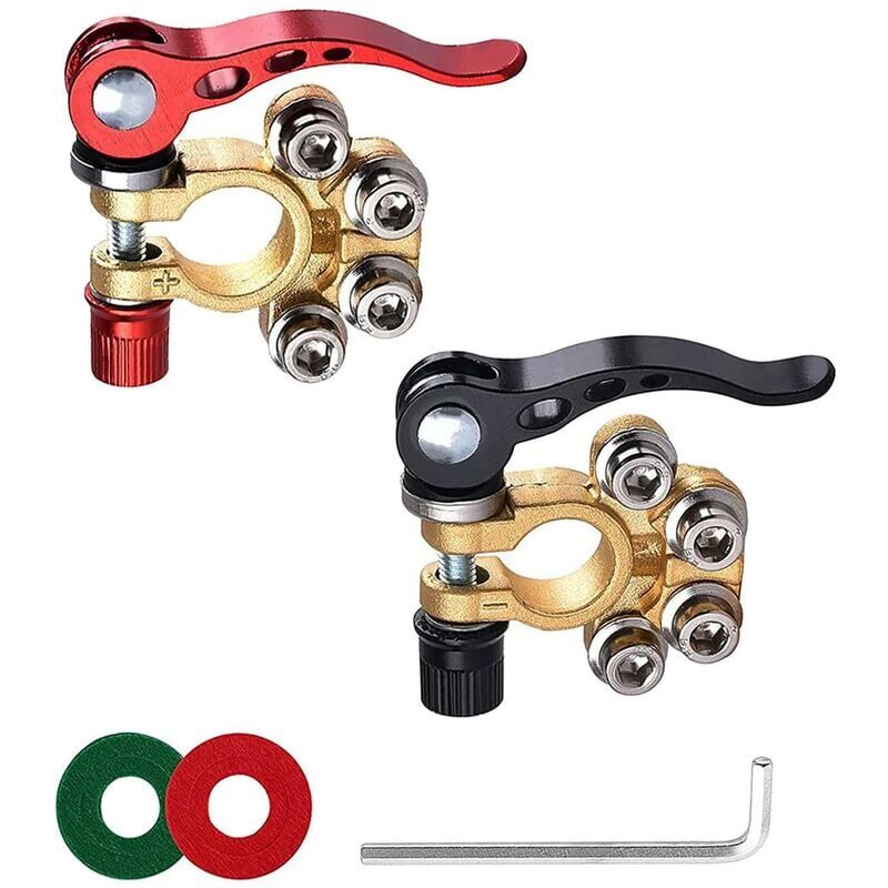 foto del prodotto ymyny terminale batteria 2 pezzi, terminale batteria positivo e negativo, terminali batteria con chiave a brugola, connettore batteria adatto per