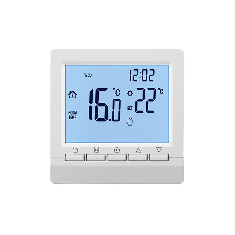 foto del prodotto ymyny termostato da parete intelligente crediri con display lcd per riscaldamento a pavimento retroilluminazione blu illuminazione bianca