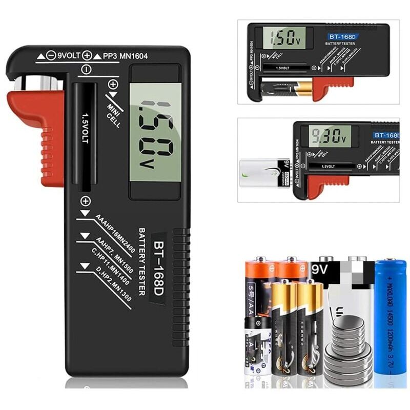 foto del prodotto ymyny tester per batterie digitale tester universale per batterie, tester per batterie, per batterie aa, aaa, c, d, pp3, 9 v, 1,5 v, a bottone