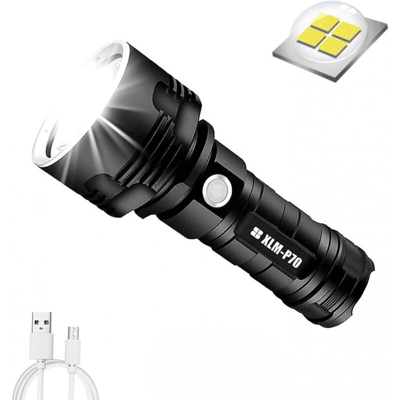 foto del prodotto ymyny torcia elettrica p70, torcia led ad alta potenza da 30.000 100.000 lumen, torcia impermeabile ultra luminosa, xlm p70 50w pi potente, 3