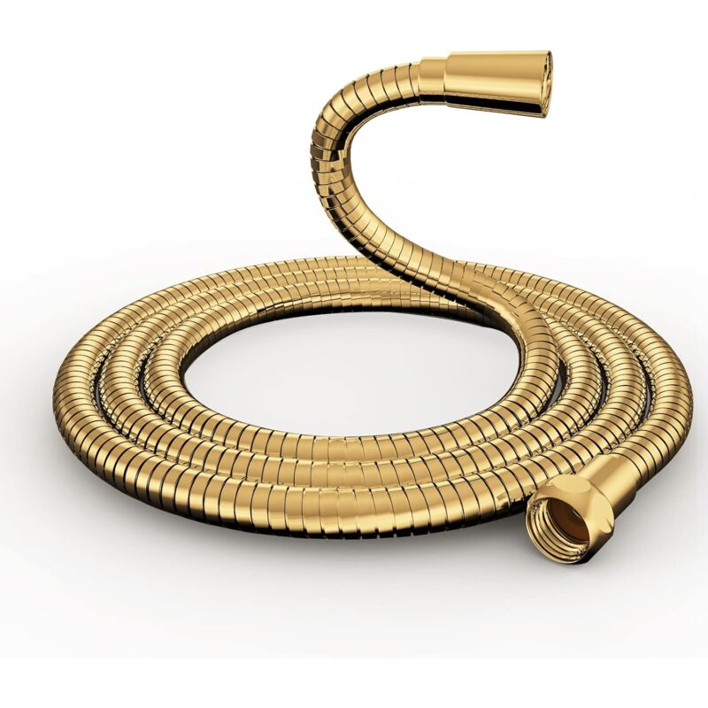 foto del prodotto ymyny tubo doccia gold tubo doccia da 1,5 m, tubo doccia in acciaio inox antitorsione, antideflagrante, tubo doccia da 1,5 m, cromato